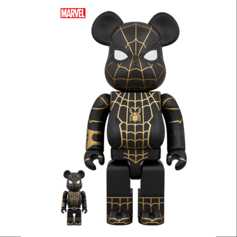 Bearbrick Spider Man Black & Gold Suit 400% & 100% Be@rbrick