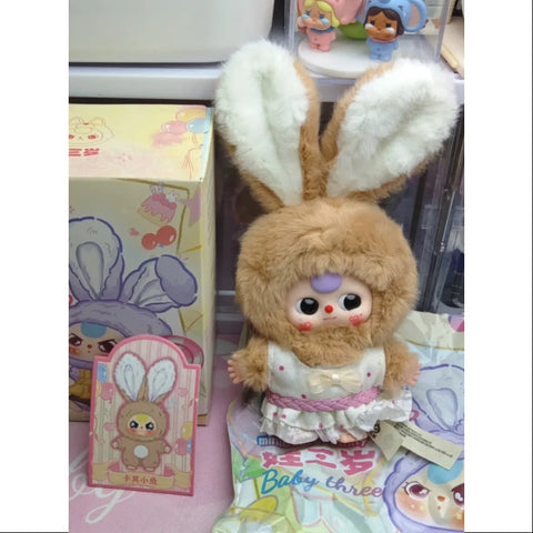 Baby Three Rabbit Miniature Bunny Plush Pendant Series Khaki Bunny