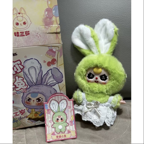 Baby Three Rabbit Miniature Bunny Plush Pendant Series Turquoise Bunny