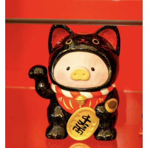 LuLu the Piggy Wood Carving Lucky Cat Black 2026 Limited Edition