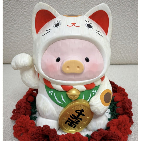 LuLu the Piggy Wood Carving Lucky Cat White 2026 Limited Edition