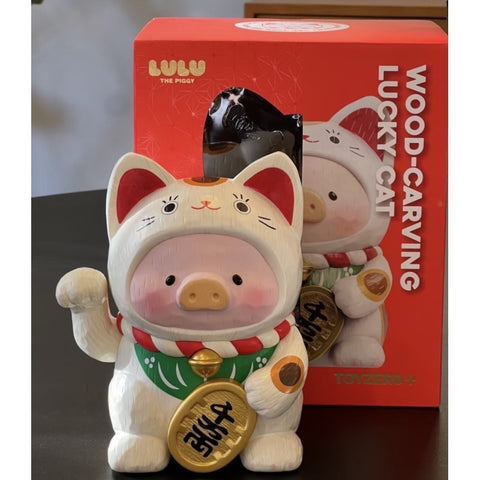 LuLu the Piggy Wood Carving Lucky Cat White 2026 Limited Edition