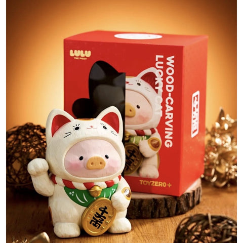 LuLu the Piggy Wood Carving Lucky Cat White 2026 Limited Edition