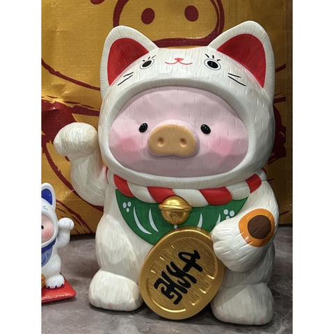 LuLu the Piggy Wood Carving Lucky Cat White Big Size 2026 Limited Edition