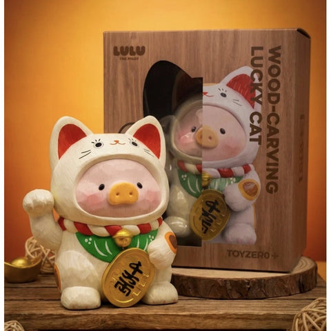 LuLu the Piggy Wood Carving Lucky Cat White Big Size 2026 Limited Edition