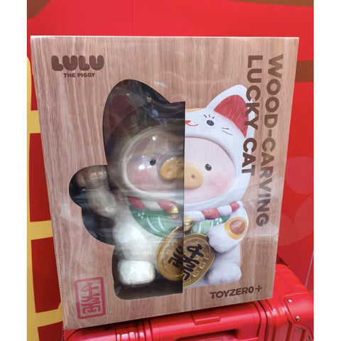 LuLu the Piggy Wood Carving Lucky Cat White Big Size 2026 Limited Edition