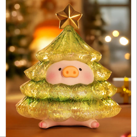 LuLu the Piggy XL Sparkling Christmas Tree Gold Green 2024 Limited Edition