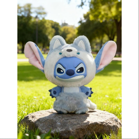 Disney Stitch Wild Animal Vinyl Pendant Series Gray Wolf