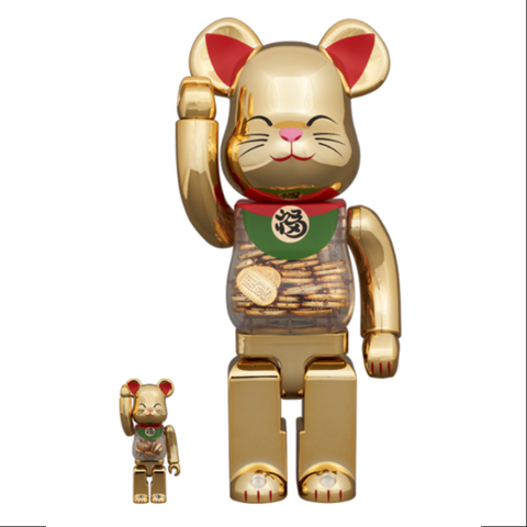 Bearbrick Lucky Cat Golden Ver. 400% & 100% Be@rbrick 2024 Limited