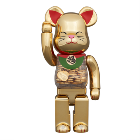 Bearbrick Lucky Cat Golden Ver. 400% & 100% Be@rbrick 2024 Limited