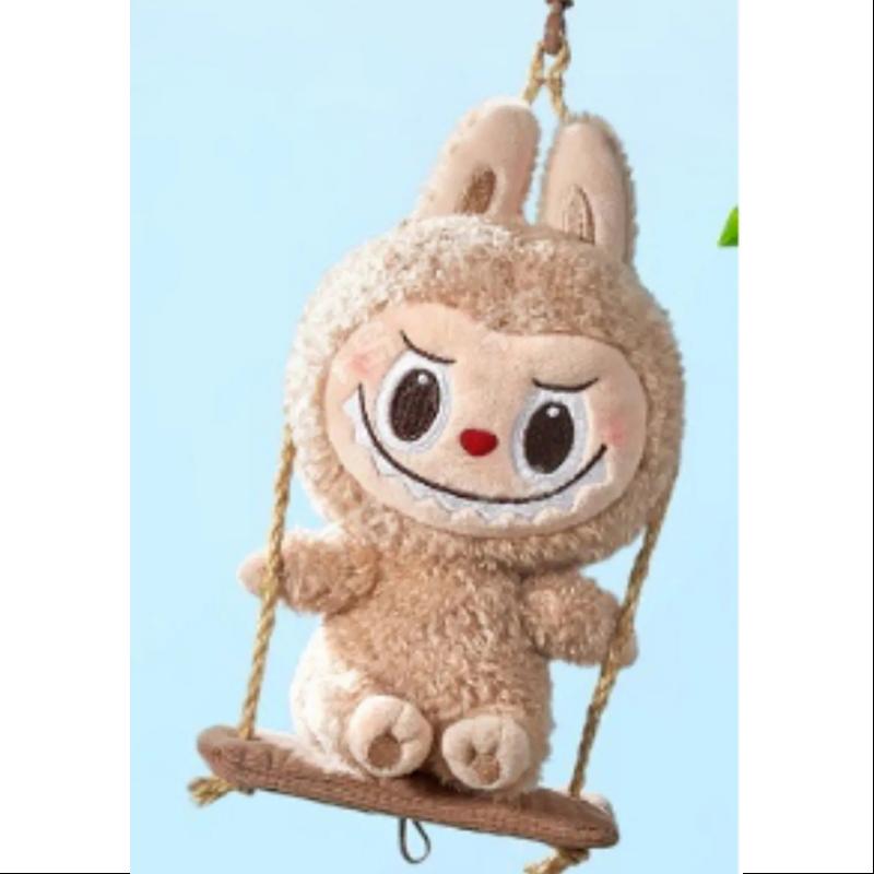 Labubu POP LAND TIMBER WORKSHOP PLAYING ON THE SWING PLUSH PENDANT Series Light Brown