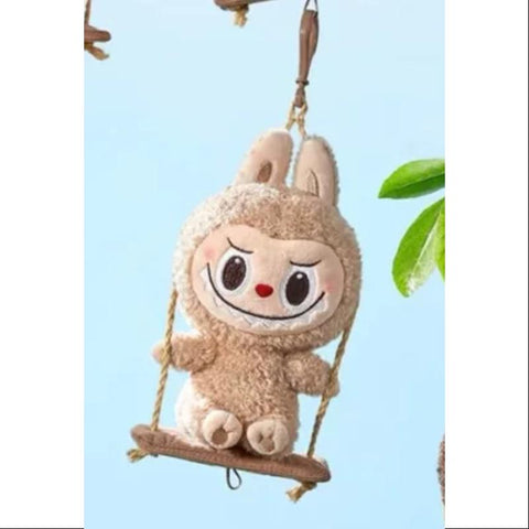 Labubu POP LAND TIMBER WORKSHOP PLAYING ON THE SWING PLUSH PENDANT Series Light Brown