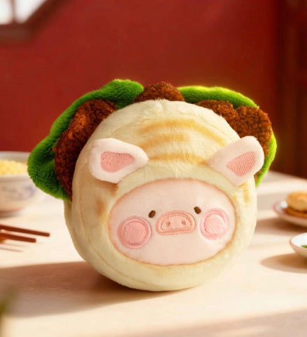 LuLu the Piggy Dim Sum House Food Hunter Plush Keychain Blind Box Series: Mini Roujiamo (Secret, 3/96)