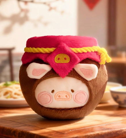 LuLu the Piggy Dim Sum House Food Hunter Plush Keychain Blind Box Series: Wine Unpack (Confirmed Style)
