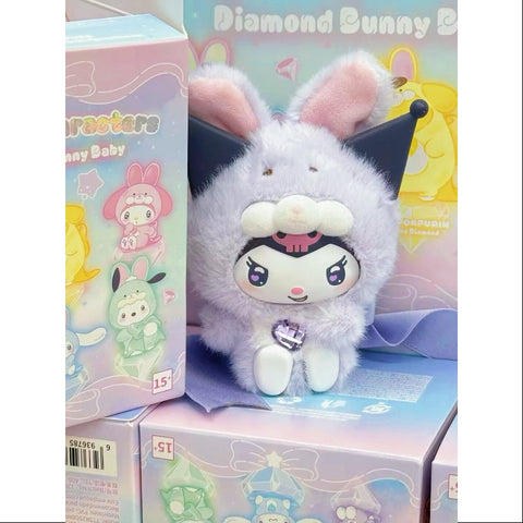 Kuromi Sanrio Characters Diamond Bunny Baby Plush Doll Series Kuromi