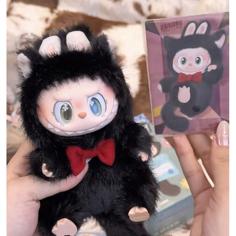 Labubu The Monsters Cat Mode On Vinyl Plush Pendant Blind Box Series: Midnight Kitty (Confirmed Style)