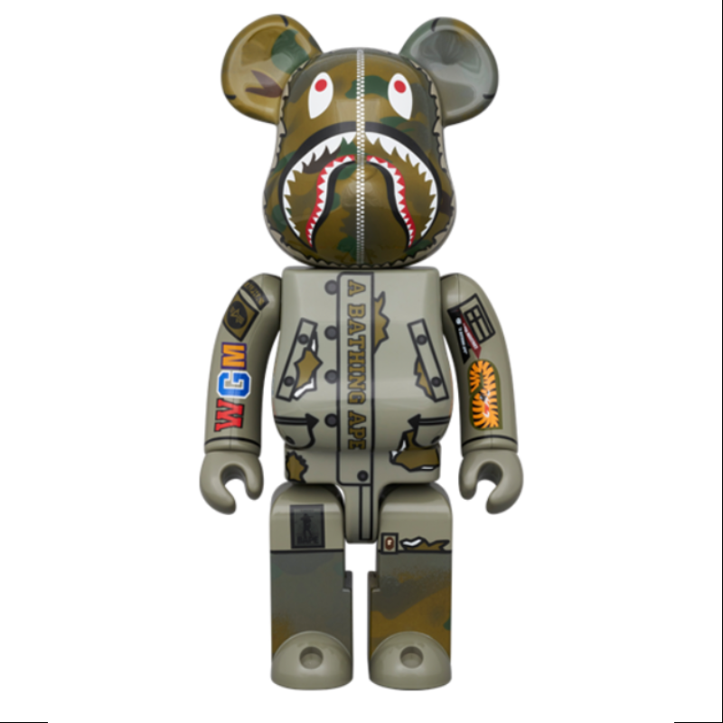 Bearbrick Bape Alpha Camo Shark 2023 400 100 3PCS Be rbrick 2023 Limited