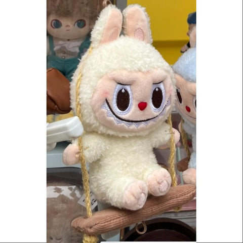 Labubu POP LAND TIMBER WORKSHOP PLAYING ON THE SWING PLUSH PENDANT Series Off White