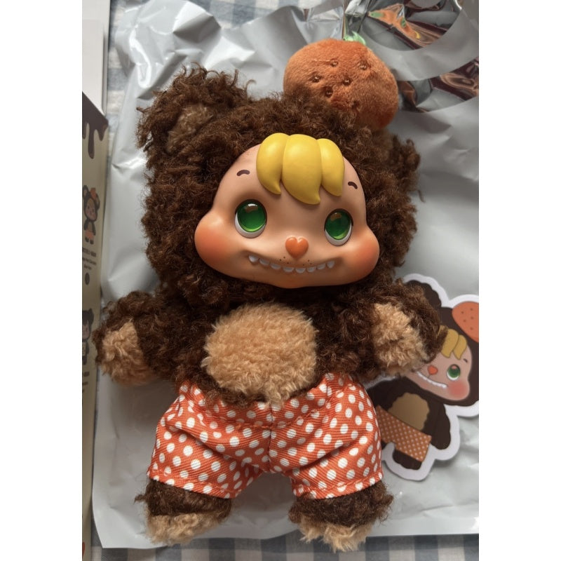 Little Buns Melting Together Plush Pendant Blind Box Series: Orange Peel Chocolate - Bear Face (Confirmed Style)