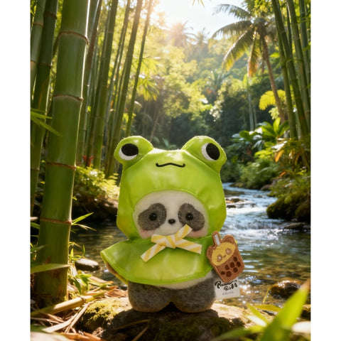 Panda Roll Happy Weekend Plush Pendant Blind Box Series: Panda Ribbit (Confirmed Style)