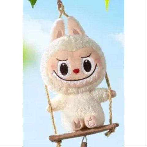 Labubu POP LAND TIMBER WORKSHOP PLAYING ON THE SWING PLUSH PENDANT Series Off White