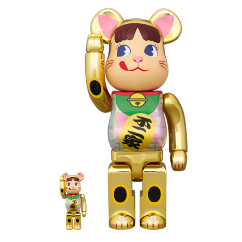 Bearbrick Lucky Cat Peko Chan Milky 400% & 100% Be@rbrick 2024 Limited(Glow in Dark)