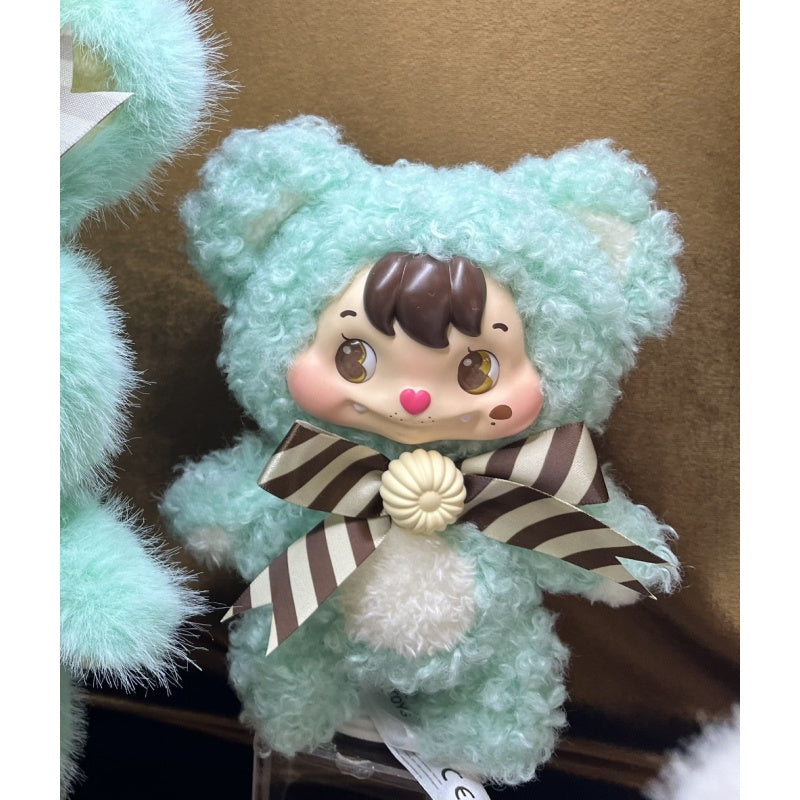 Little Buns Melting Together Plush Pendant Blind Box Series: Mint Chocolate - Bear Face (Confirmed Style)