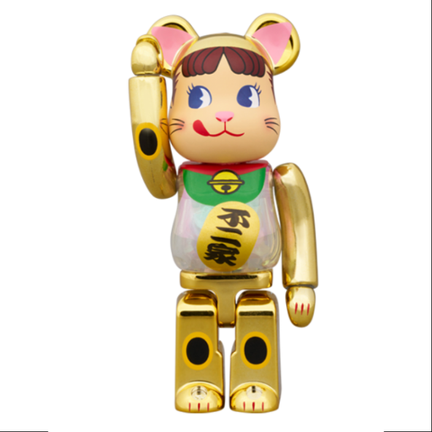 Bearbrick Lucky Cat Peko Chan Milky 400% & 100% Be@rbrick 2024 Limited(Glow in Dark)