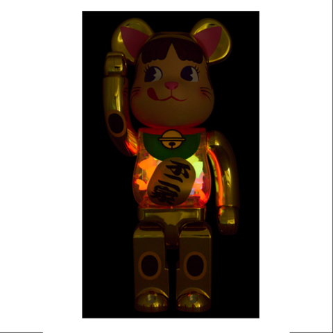 Bearbrick Lucky Cat Peko Chan Milky 400% & 100% Be@rbrick 2024 Limited(Glow in Dark)