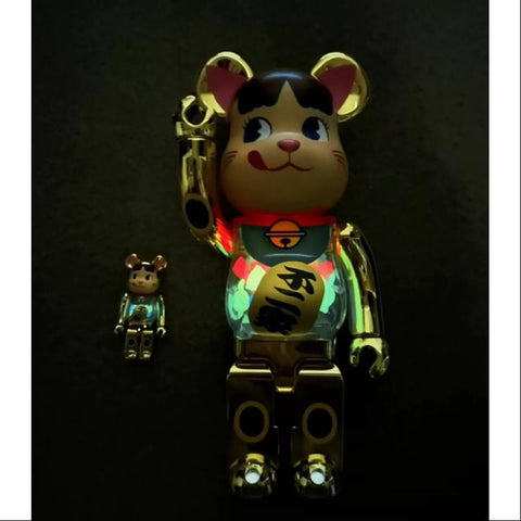 Bearbrick Lucky Cat Peko Chan Milky 400% & 100% Be@rbrick 2024 Limited(Glow in Dark)