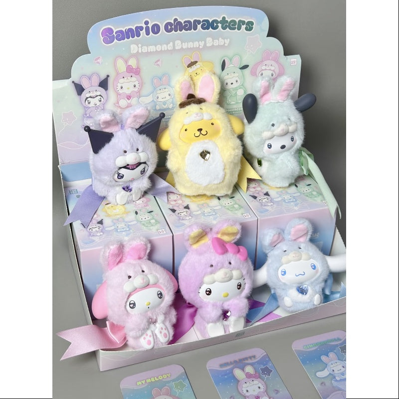Sanrio Characters Diamond Bunny Baby Plush Doll Series Whole Set Opened