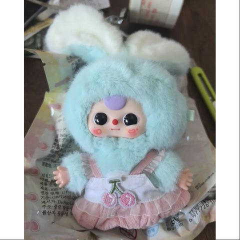 Baby Three Rabbit Miniature Bunny Plush Pendant Series Cream Blue Bunny