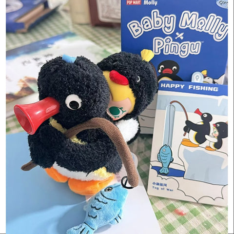 Baby MOLLY Pingu Happy Fishing Series Vinyl Plush Pendant Secret Tug of War(1/72)