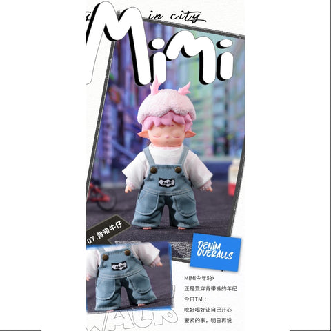 MIMI's City Walk Series Vinyl Plush Pendant Denim Overalls