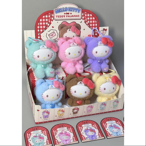 Hello Kitty Teddy Pajamas Plush Dolls Series Whole Set Opened