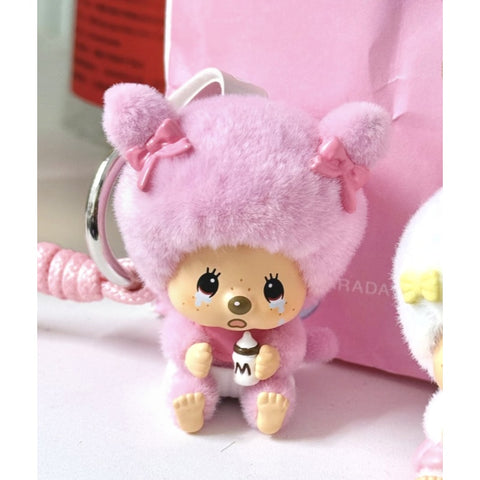 Monchhichi Mon Mon Farm Classic Coffee Plush Pendant Blind Box Series: Bib Girl (Confirmed Style)