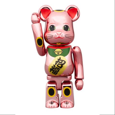 Bearbrick Lucky Cat Lucky Peach Gold Plated 400% & 100% Be@rbrick 2024 Limited