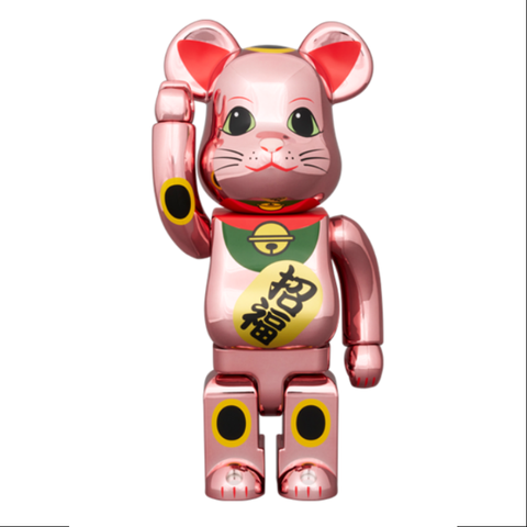 Bearbrick Lucky Cat Lucky Peach Gold Plated 400% & 100% Be@rbrick 2024 Limited