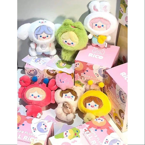 RiCO Happy Fluffy Series Plush Doll Whole Set Opened