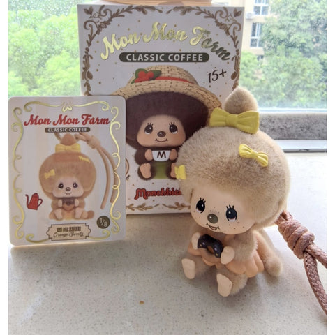 Monchhichi Mon Mon Farm Classic Coffee Plush Pendant Blind Box Series: Orange Sweety (Confirmed Style)