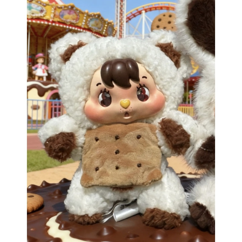 Little Buns Melting Together Plush Pendant Blind Box Series: Chocolate Sandwich Cookie - Bear Face (Confirmed Style)