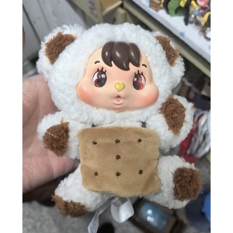 Little Buns Melting Together Plush Pendant Blind Box Series: Chocolate Sandwich Cookie - Bear Face (Confirmed Style)