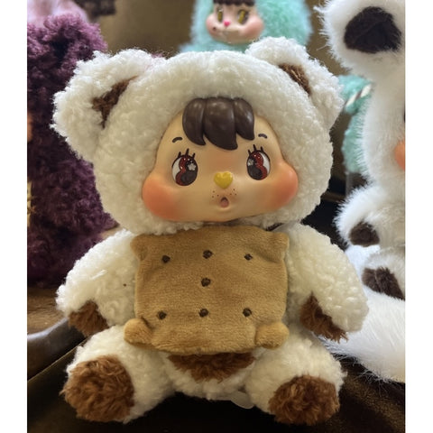Little Buns Melting Together Plush Pendant Blind Box Series: Chocolate Sandwich Cookie - Bear Face (Confirmed Style)