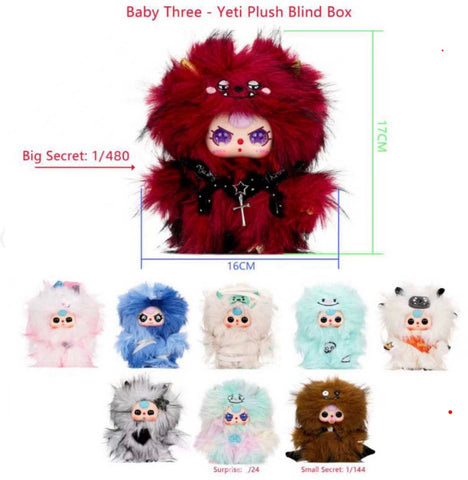 Baby Three Yeti Plush Doll Series Whole Set Brand New With Plastic